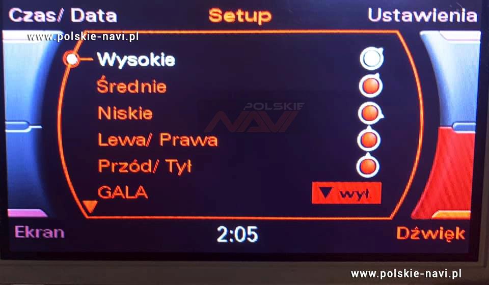 Audi Concert/Symphony Tłumaczenie nawigacji - Polskie menu